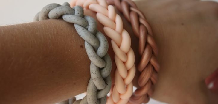 3 กำไล - pigtails: จากดินพอลิเมอผ้าและเสื้อยืดเก่า