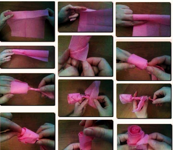 กุหลาบจากผ้าเช็ดมือด้วยมือของคุณเอง
