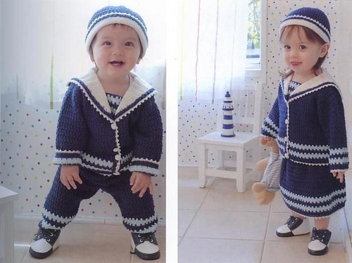 ชุดกะลาสีด้วยมือของตัวเองสำหรับลูกชายหรือลูกสาวของเขา