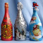 decoupage ปีใหม่ของขวด decoupage ปีใหม่ของขวด