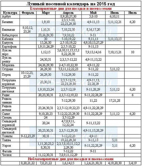 ปฏิทินการหว่านเมล็ด 2015: เราวางแผนที่จะทำงานตั้งแต่เดือนมกราคมถึงธันวาคม