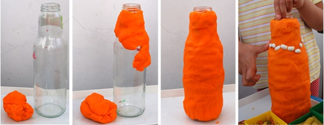แจกันจาก plasticine และ grains ด้วยมือ: photo-instruction