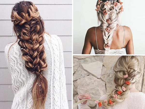 พวงหรีดและ braids: hairstyles หญิงสำหรับปีใหม่