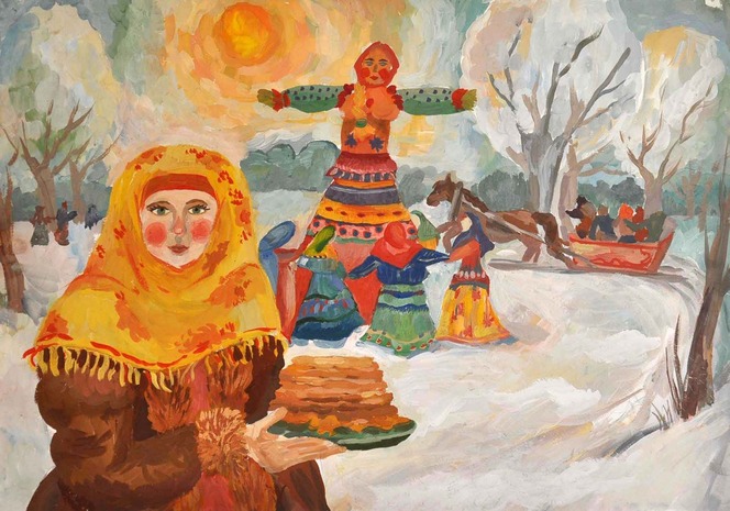 วิธีการวาด Shrovetide? วาดวันหยุดฤดูใบไม้ผลิกับเด็ก ๆ