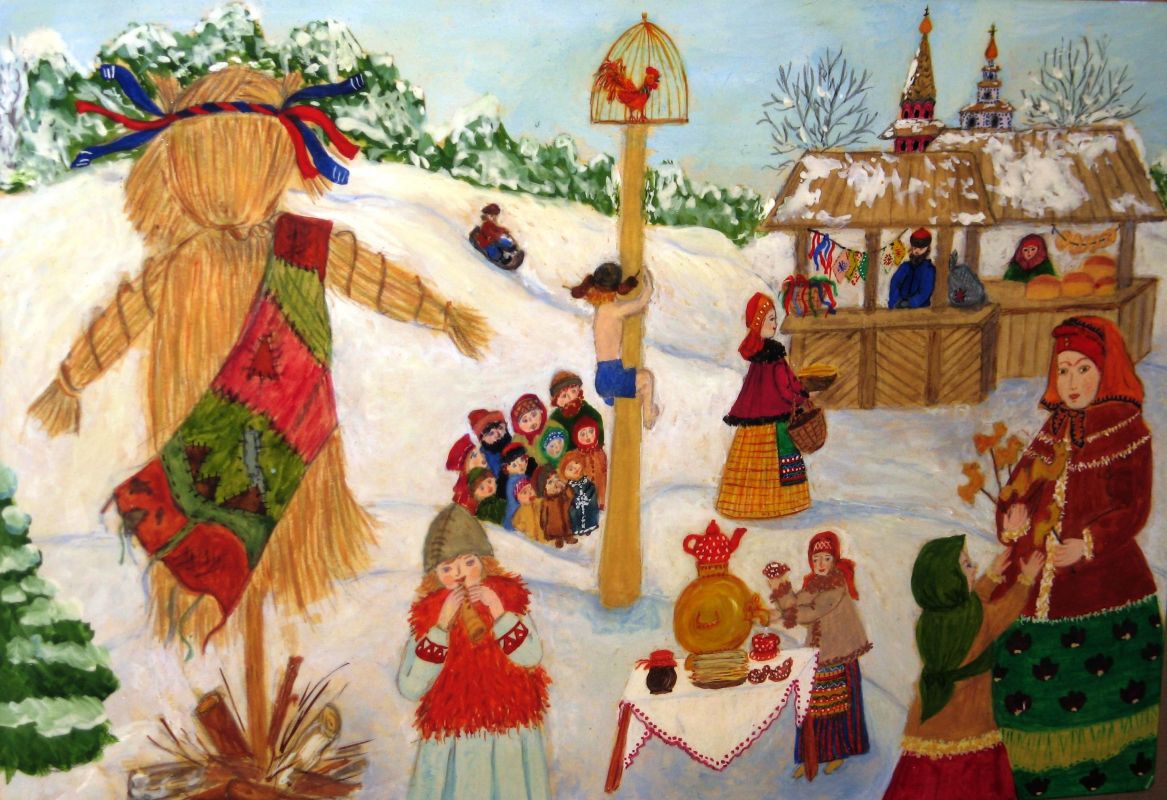 วิธีการวาด Shrovetide? วาดวันหยุดฤดูใบไม้ผลิกับเด็ก ๆ