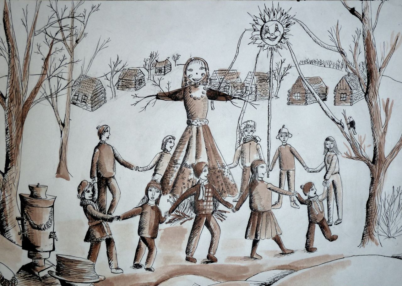 วิธีการวาด Shrovetide? วาดวันหยุดฤดูใบไม้ผลิกับเด็ก ๆ