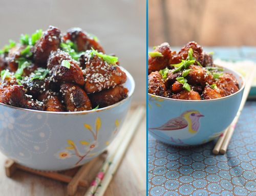 เนื้อสัตว์ที่มีซอสเปรี้ยวหวานสูตรไก่ง่ายและอร่อยกับงา