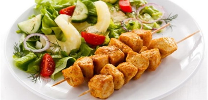 shish kebab กับผัก