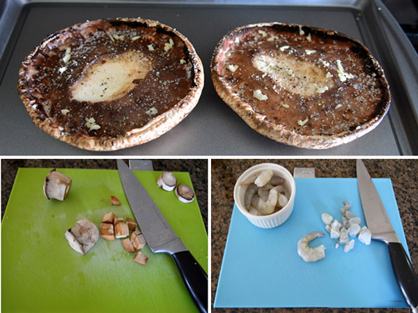 พิซซ่าย่างกับการบรรจุมะเขือเทศและกุ้งสูตรอร่อย