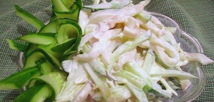 ตกแต่งโต๊ะทานตะวัน - สลัดปลาหมึก